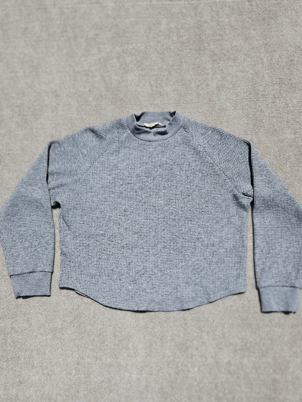 Madewell Gray Long Sleeve Waffle Knit Crewneck Tee Size Medium Thermal Oversized
